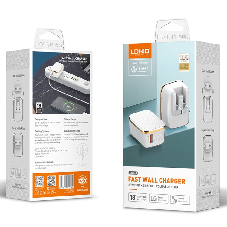 Caricabatterie rapido USB LDNIO 18W con cavo USB-C 1m