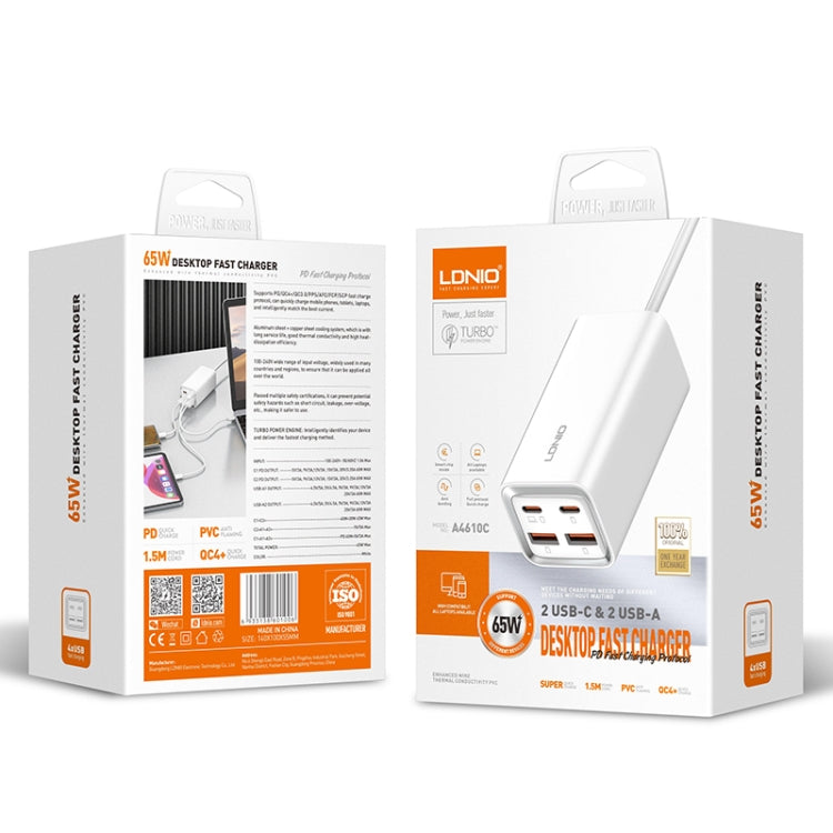 LDNIO A4610C Caricabatterie rapido USB-C 65W con cavo 1,5m