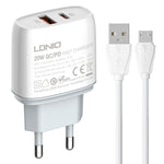 Caricabatterie rapido LDNIO Q229 PD20W USB Type-C con cavo
