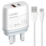 Caricabatterie rapido LDNIO Q229 PD20W USB Type-C con cavo