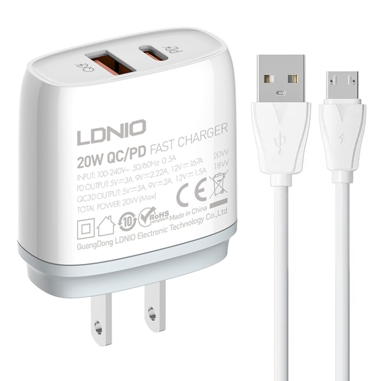 Caricabatterie rapido LDNIO Q229 PD20W USB Type-C con cavo