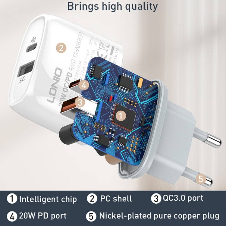 Caricabatterie rapido LDNIO Q229 PD20W USB Type-C con cavo