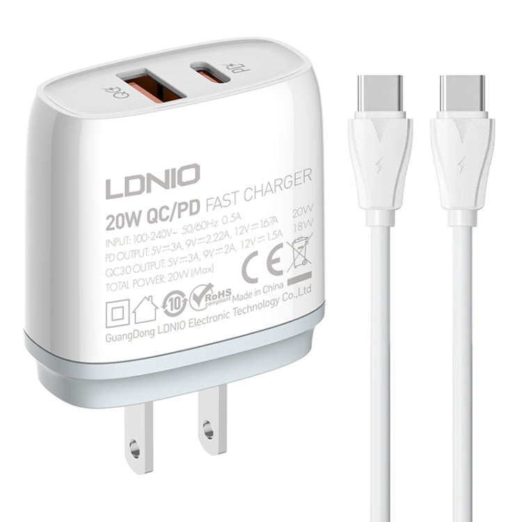 Caricabatterie rapido LDNIO Q229 PD20W USB-C con cavo 1m