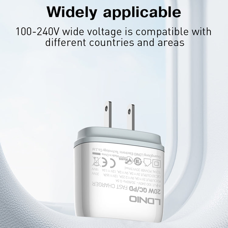 Caricabatterie rapido LDNIO Q229 PD20W USB-C con cavo 1m
