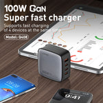 LDNIO Q408 Caricabatterie GaN 100W USB-C con cavo dati