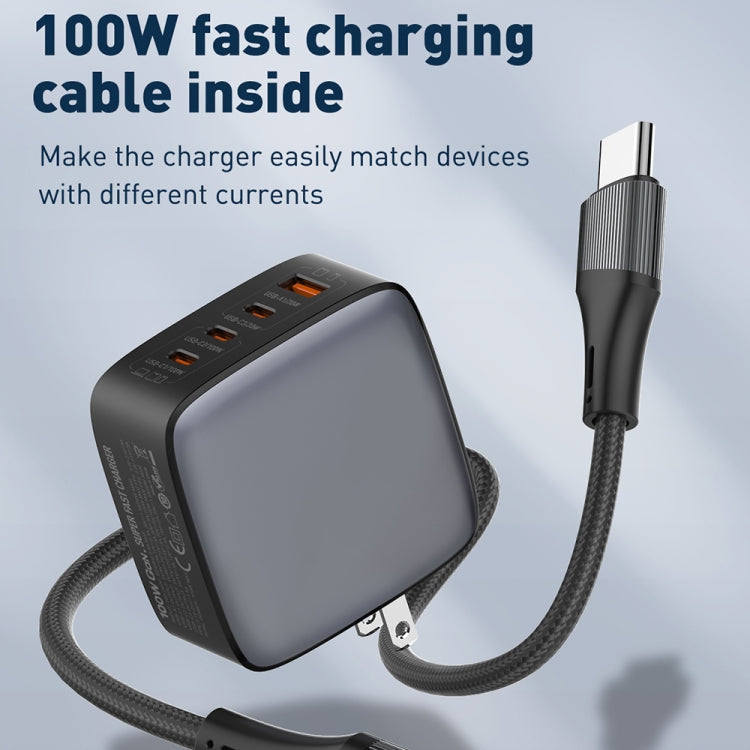 LDNIO Q408 Caricabatterie GaN 100W USB-C con cavo dati