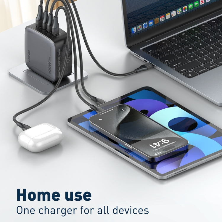 LDNIO Q408 Caricabatterie GaN 100W USB-C con cavo dati