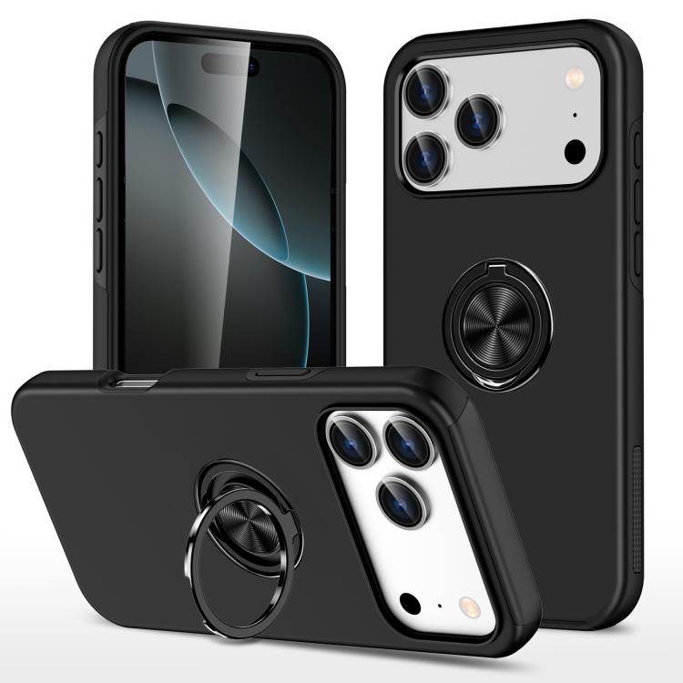 Custodia per telefono con supporto magnetico ad anello in TPU ibrido PC, For iPhone 18 Pro, For iPhone 18 Pro Max, For iPhone 17e / 16e