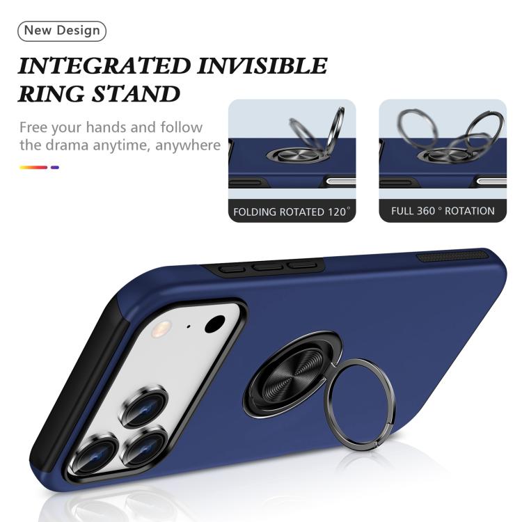 Custodia per telefono con supporto magnetico ad anello in TPU ibrido PC, For iPhone 18 Pro, For iPhone 18 Pro Max, For iPhone 17e / 16e