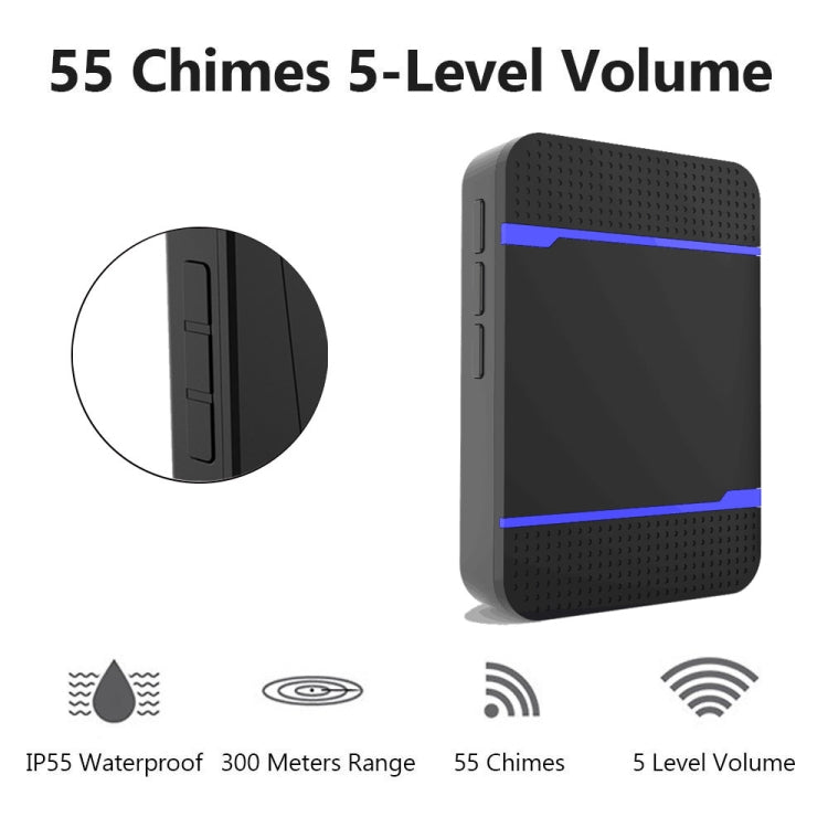 Campanello wireless impermeabile IP55 110dB con 2 ricevitori e 2