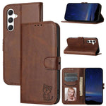 Custodia a portafoglio con gatto in rilievo per Samsung Galaxy S25 Ultra e S24 - immagine 15