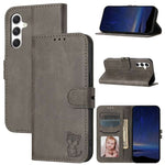 Custodia a portafoglio con gatto in rilievo per Samsung Galaxy S25 Ultra e S24 - immagine 17