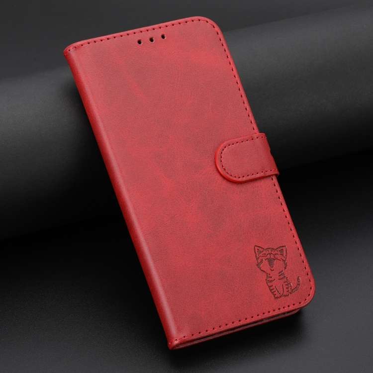 Custodia a portafoglio con gatto in rilievo per Samsung Galaxy S25 Ultra e S24 - immagine 2