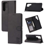 Custodia a portafoglio con gatto in rilievo per Samsung Galaxy S25 Ultra e S24 - immagine 12