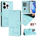 Custodia per telefono in pelle RFID con stampa Smile Embossing, For iPhone 15, For iPhone 14 Plus, For iPhone 14 / 13, For iPhone 14 Pro