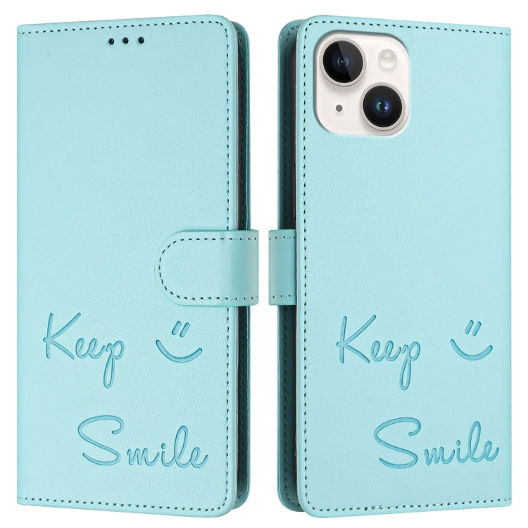 Custodia per telefono in pelle RFID con stampa Smile Embossing, For iPhone 13 mini, For iPhone 12 / 12 Pro, For iPhone 12 Pro Max, For iPhone 12 mini