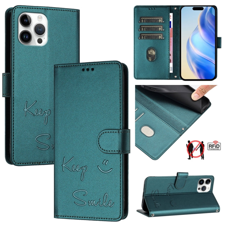 Custodia per telefono in pelle RFID con stampa Smile Embossing, For iPhone 13 mini, For iPhone 12 / 12 Pro, For iPhone 12 Pro Max, For iPhone 12 mini