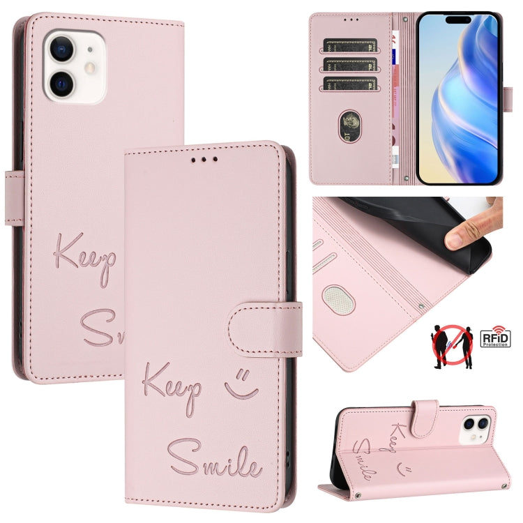 Custodia per telefono in pelle RFID con stampa Smile Embossing, For iPhone 11 Pro Max, For iPhone 11, For iPhone 11 Pro, For iPod Touch 7 / 6 / 5