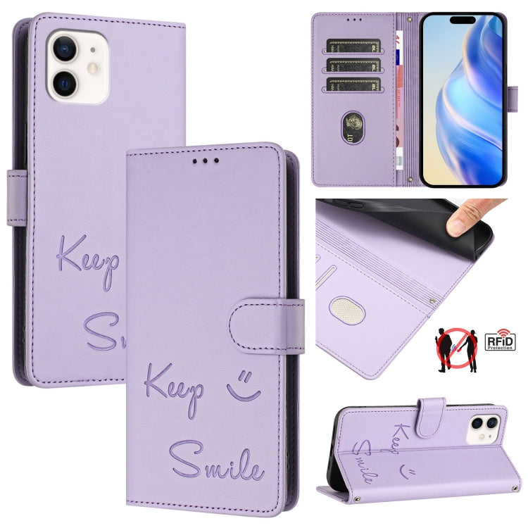 Custodia per telefono in pelle RFID con stampa Smile Embossing, For iPhone 11 Pro Max, For iPhone 11, For iPhone 11 Pro, For iPod Touch 7 / 6 / 5