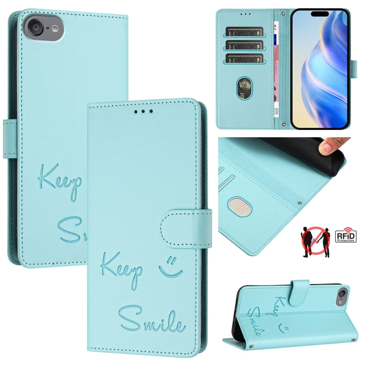 Custodia per telefono in pelle RFID con stampa Smile Embossing, For iPhone 11 Pro Max, For iPhone 11, For iPhone 11 Pro, For iPod Touch 7 / 6 / 5