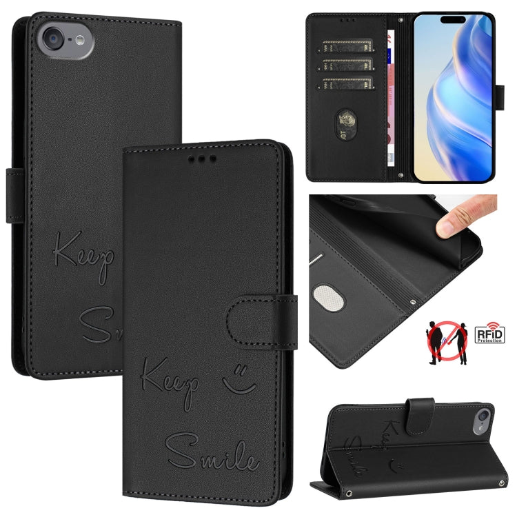 Custodia per telefono in pelle RFID con stampa Smile Embossing, For iPhone 11 Pro Max, For iPhone 11, For iPhone 11 Pro, For iPod Touch 7 / 6 / 5