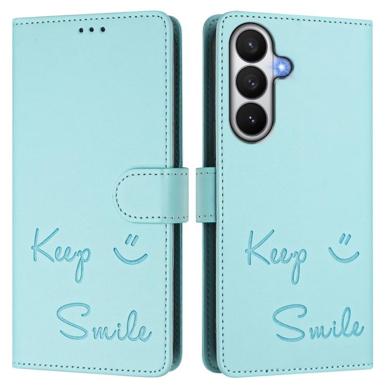 Custodia per telefono in pelle RFID con stampa Smile Embossing, For Samsung Galaxy S26 5G, For Samsung Galaxy S25 Edge 5G, For Samsung Galaxy S25 5G, For Samsung Galaxy S25+ 5G