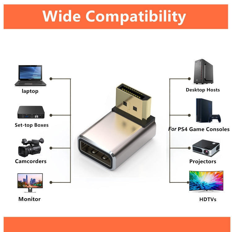 Adattatore DisplayPort maschio a femmina 8K 60Hz angolo