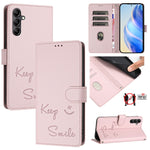 Custodia pelle RFID con stampa Smile per Samsung Galaxy A16 5G, A06 4G, A15 5G /