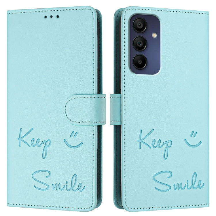Custodia pelle RFID con stampa Smile per Samsung Galaxy A16 5G, A06 4G, A15 5G /