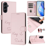 Custodia pelle RFID con stampa Smile per Samsung Galaxy A16 5G, A06 4G, A15 5G /