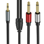 Cavo adattatore audio splitter Y 3,5mm TRS a doppio 6,35mm TS