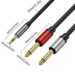 Cavo adattatore audio splitter Y 3,5mm TRS a doppio 6,35mm TS
