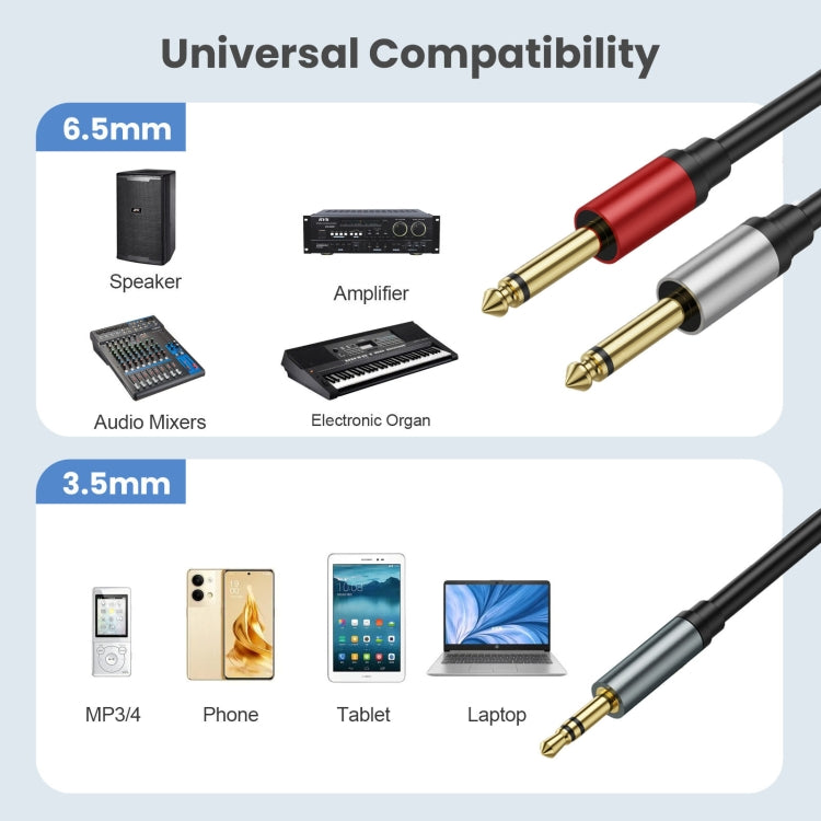 Cavo adattatore audio splitter Y 3,5mm TRS a doppio 6,35mm TS