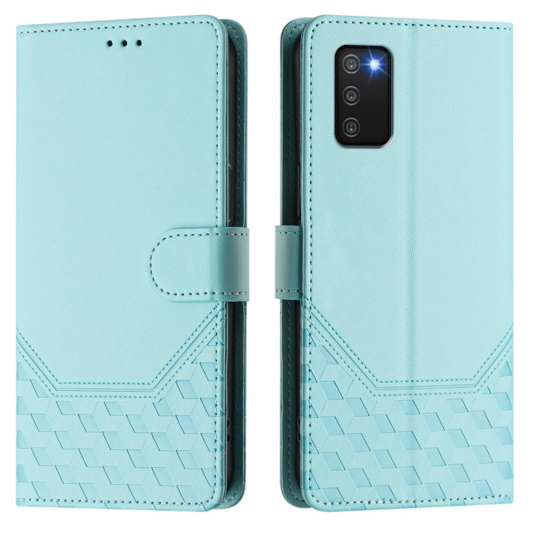 Custodia pelle con stampa a nido d'ape e protezione RFID per Samsung Galaxy A03s