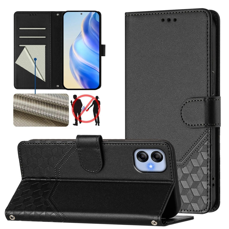 Custodia in pelle con stampa a nido d'ape e protezione RFID per Samsung Galaxy