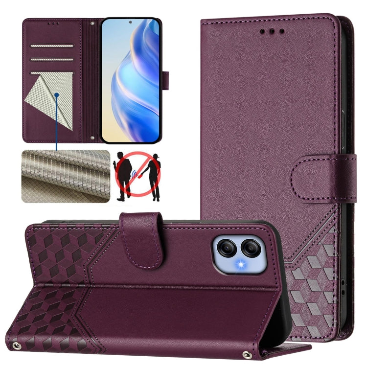 Custodia in pelle con stampa a nido d'ape e protezione RFID per Samsung Galaxy