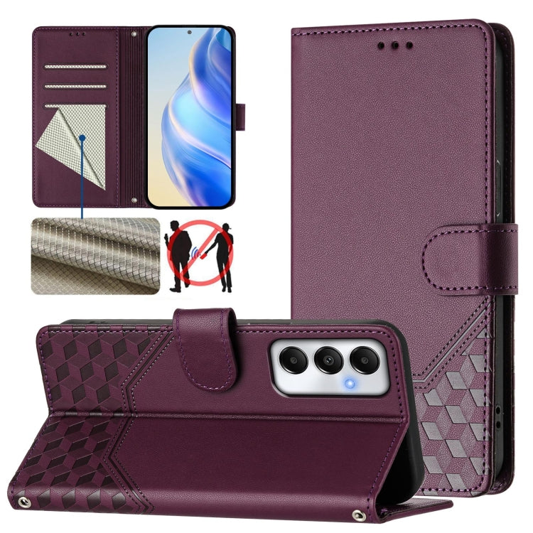 Custodia in pelle con stampa a nido d'ape e protezione RFID per Samsung Galaxy