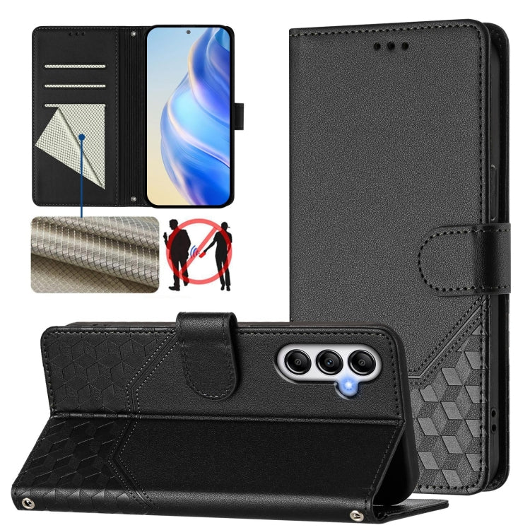 Custodia in pelle con stampa a nido d'ape e protezione RFID per Samsung Galaxy