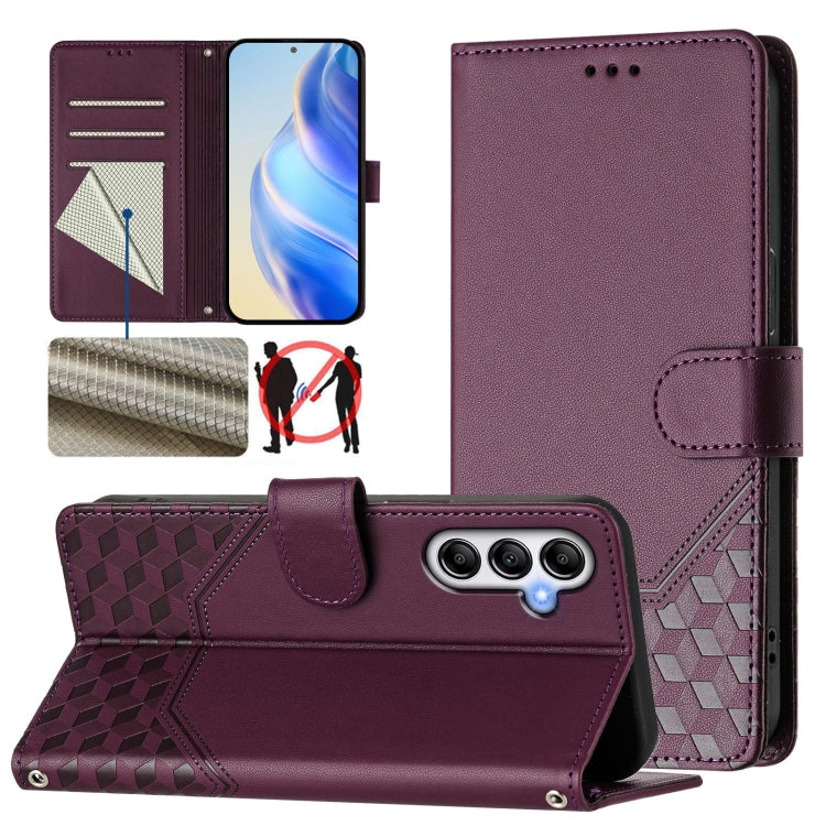 Custodia in pelle con stampa a nido d'ape e protezione RFID per Samsung Galaxy