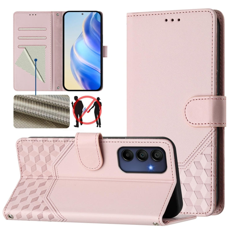 Custodia in pelle con stampa a nido d'ape e protezione RFID per Samsung Galaxy