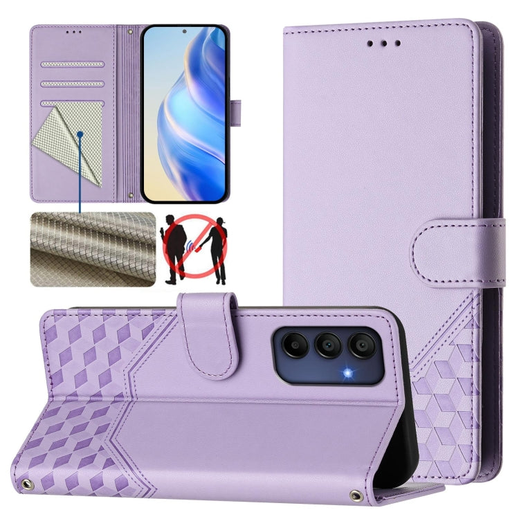 Custodia in pelle con stampa a nido d'ape e protezione RFID per Samsung Galaxy