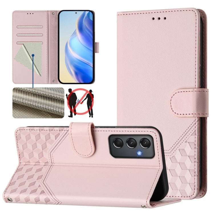 Custodia in pelle con stampa a nido d'ape e protezione RFID per Samsung Galaxy