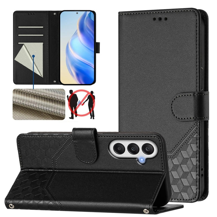 Custodia in pelle con stampa a nido d'ape e protezione RFID per Samsung Galaxy