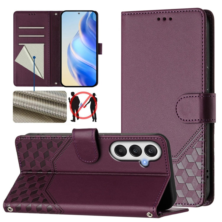 Custodia in pelle con stampa a nido d'ape e protezione RFID per Samsung Galaxy