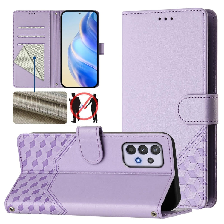 Custodia pelle con stampa a nido d'ape e protezione RFID per Samsung Galaxy A03s