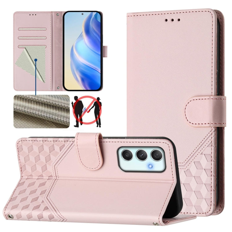 Custodia in pelle con stampa a nido d'ape e protezione RFID per Samsung Galaxy