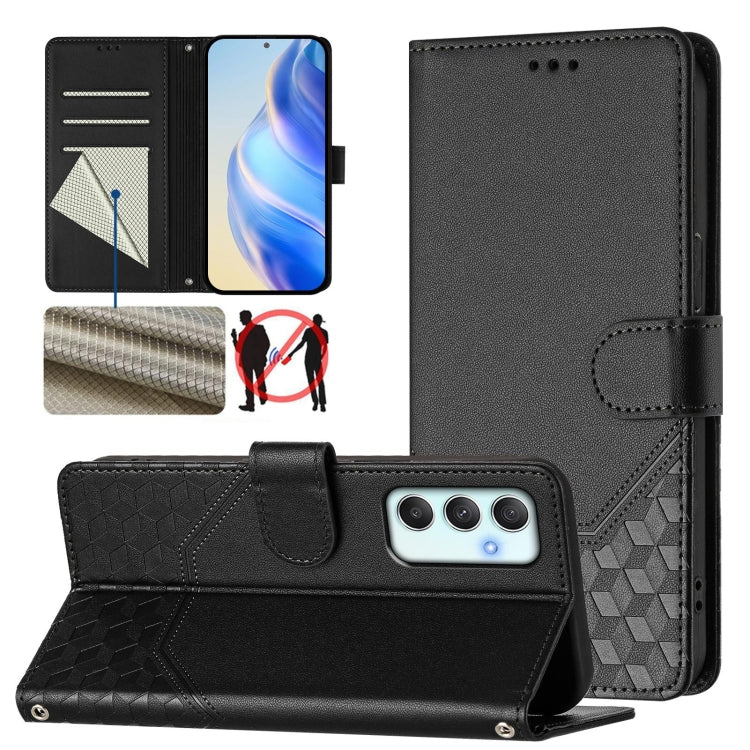 Custodia in pelle con stampa a nido d'ape e protezione RFID per Samsung Galaxy