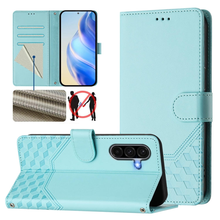 Custodia in pelle con stampa a nido d'ape e protezione RFID per Samsung Galaxy