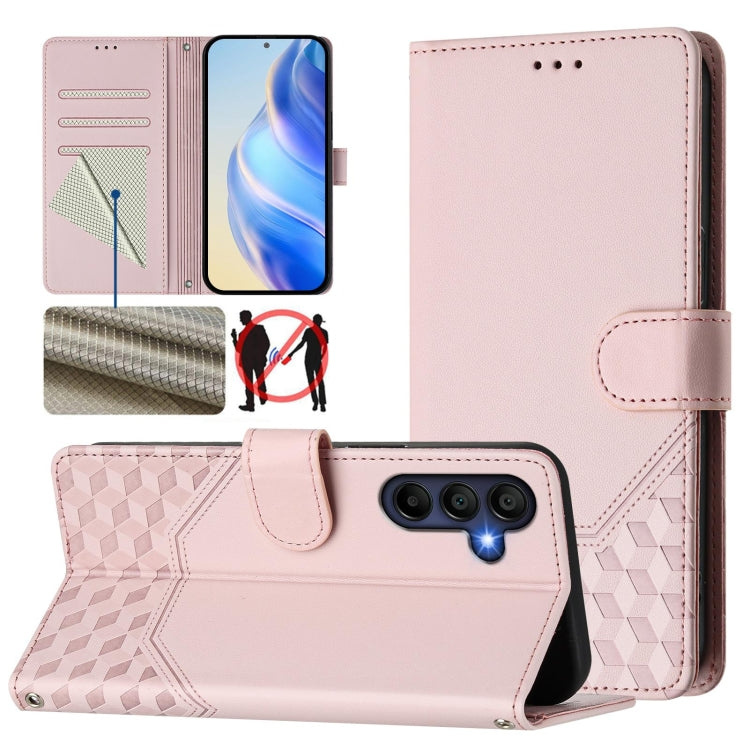 Custodia in pelle con stampa a nido d'ape e protezione RFID per Samsung Galaxy