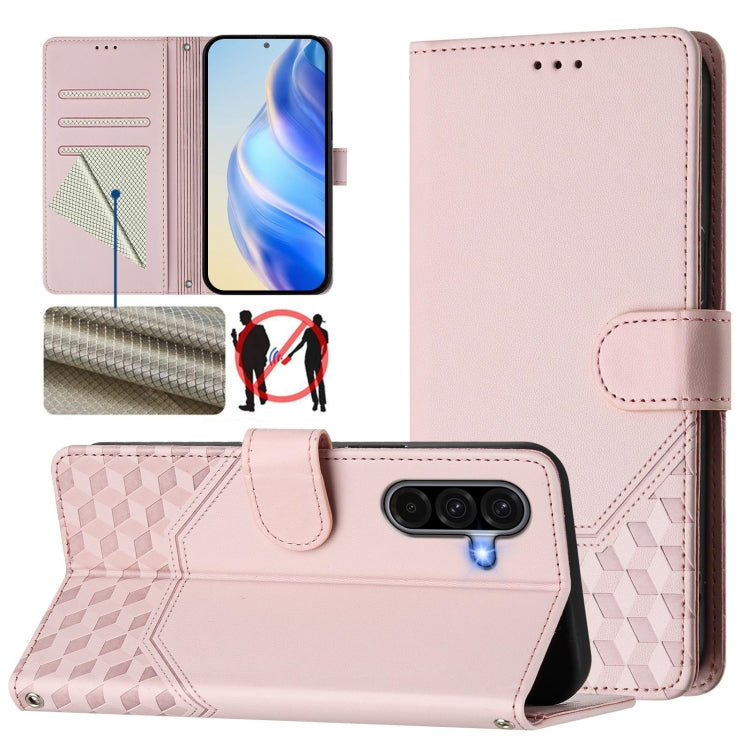 Custodia in pelle con stampa a nido d'ape e protezione RFID per Samsung Galaxy